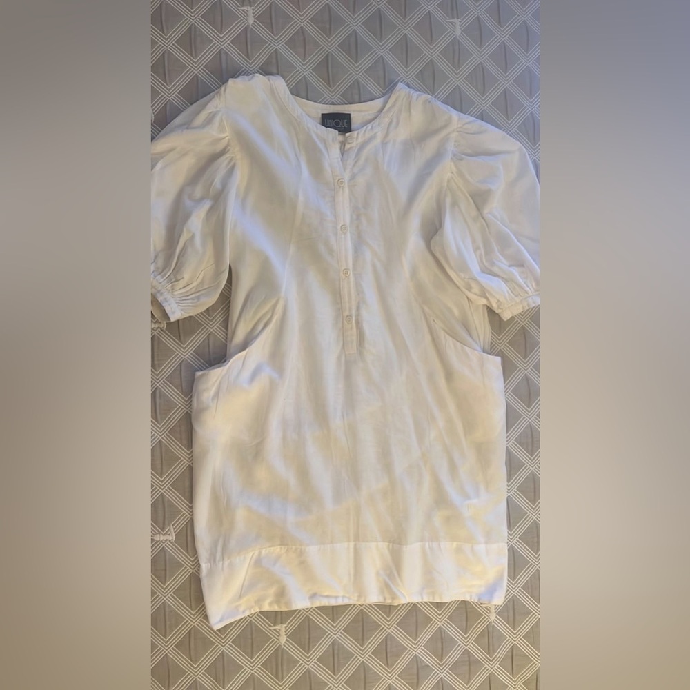 Topshop off white Puff Sleeve Mini Dress size EU36